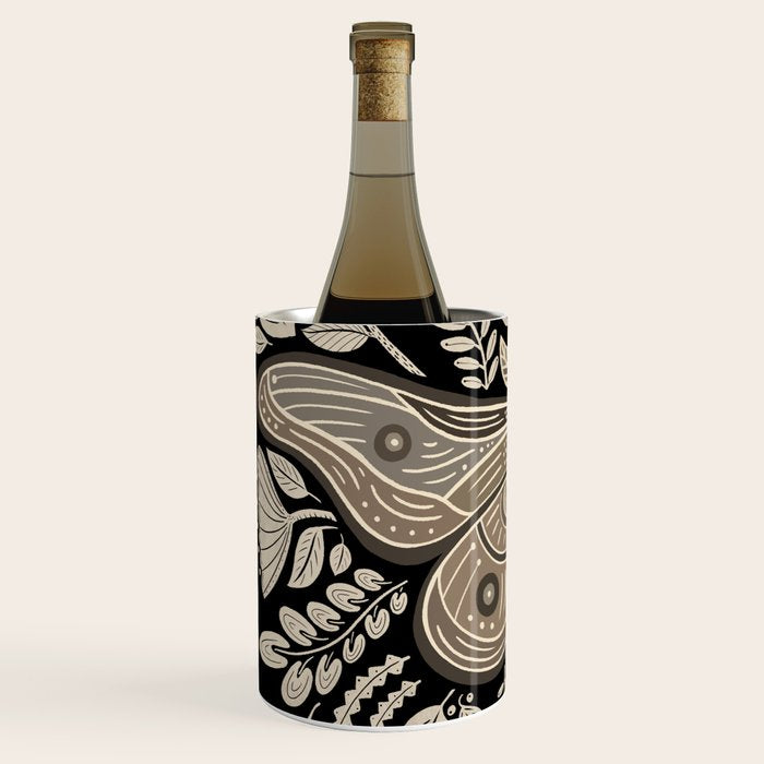 Moth Floral | Black & Brown Wine Chiller Gallery Image 2