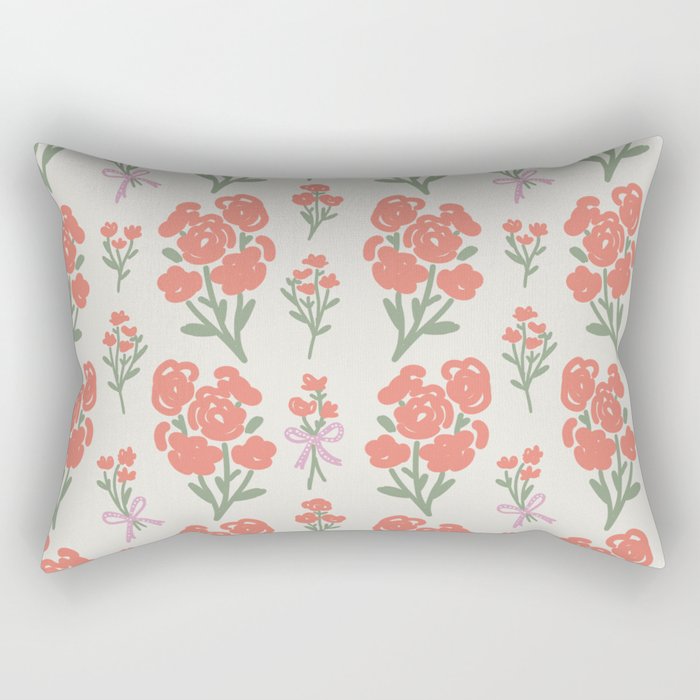Preppy Grandmillennial Cute Red Flowers Rectangular Pillow Gallery Image 1