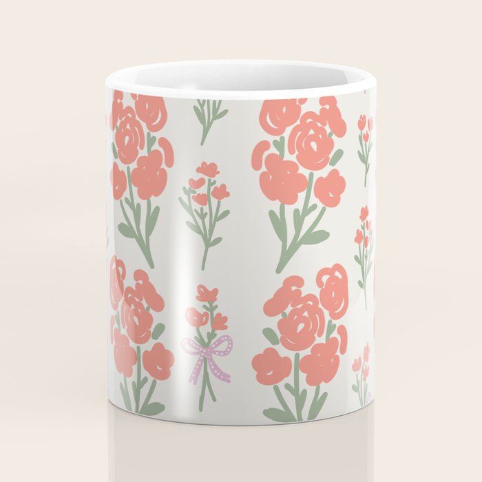 Preppy Grandmillennial Cute Red Flowers Coffee Mug Gallery Image 4