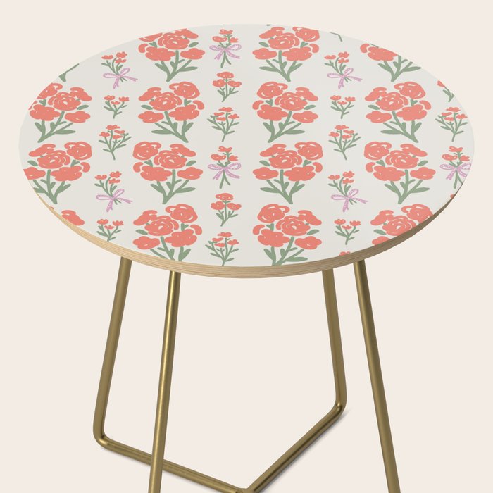 Preppy Grandmillennial Cute Red Flowers Side Table Gallery Image 2