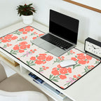 Preppy Grandmillennial Cute Red Flowers Desk Mat Gallery Image 2