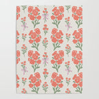 Preppy Grandmillennial Cute Red Flowers Poster Gallery Image 4