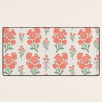 Preppy Grandmillennial Cute Red Flowers Desk Mat Gallery Image 3