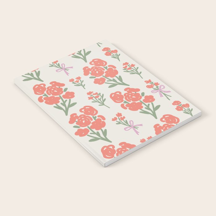 Preppy Grandmillennial Cute Red Flowers Notebook Gallery Image 2
