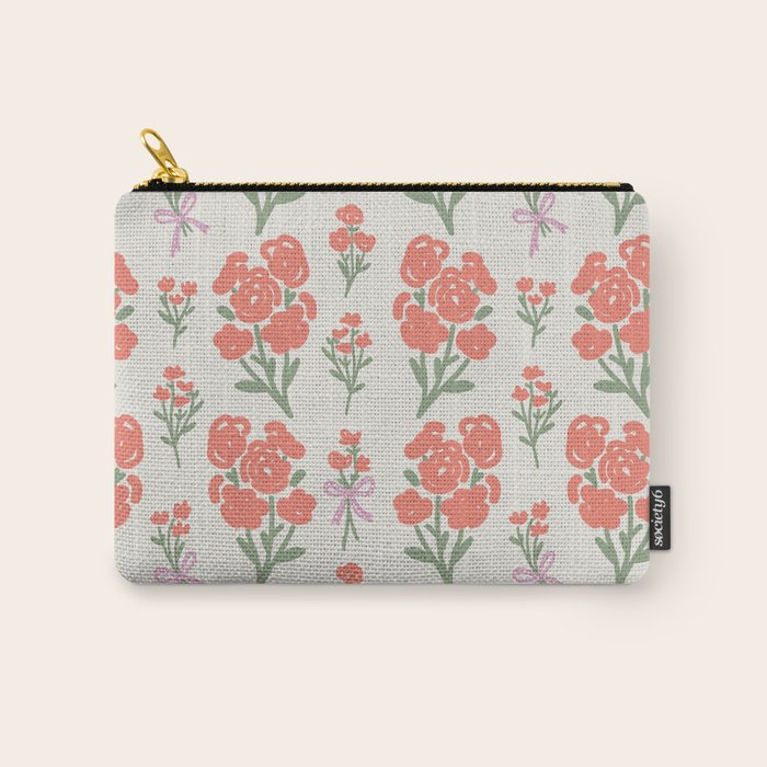 Preppy Grandmillennial Cute Red Flowers Carry All Pouch Gallery Image 1