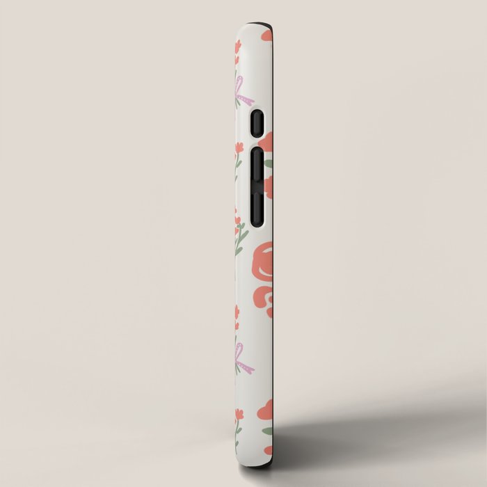 Preppy Grandmillennial Cute Red Flowers iPhone Case Gallery Image 2