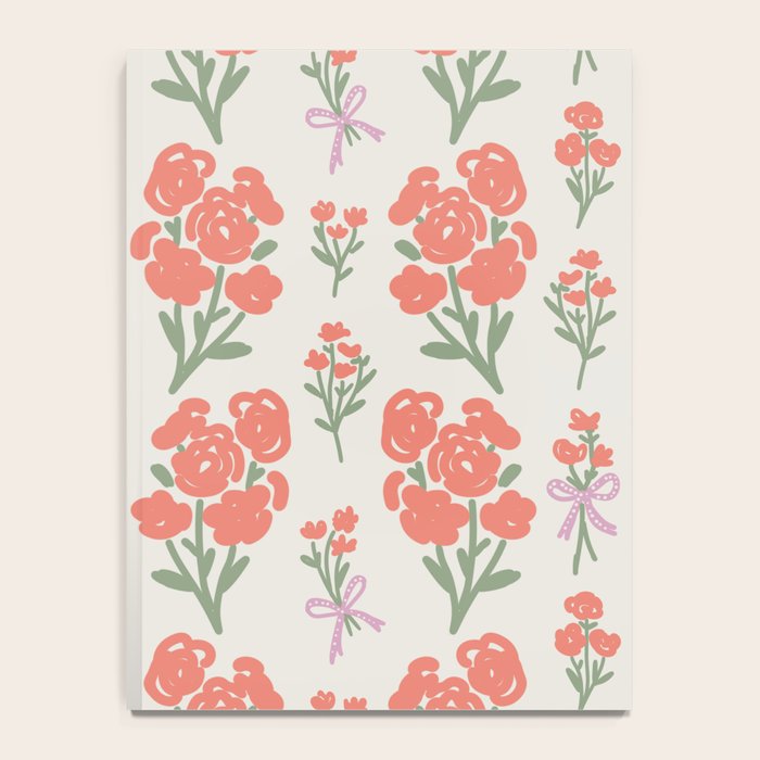 Preppy Grandmillennial Cute Red Flowers Notebook Gallery Image 4