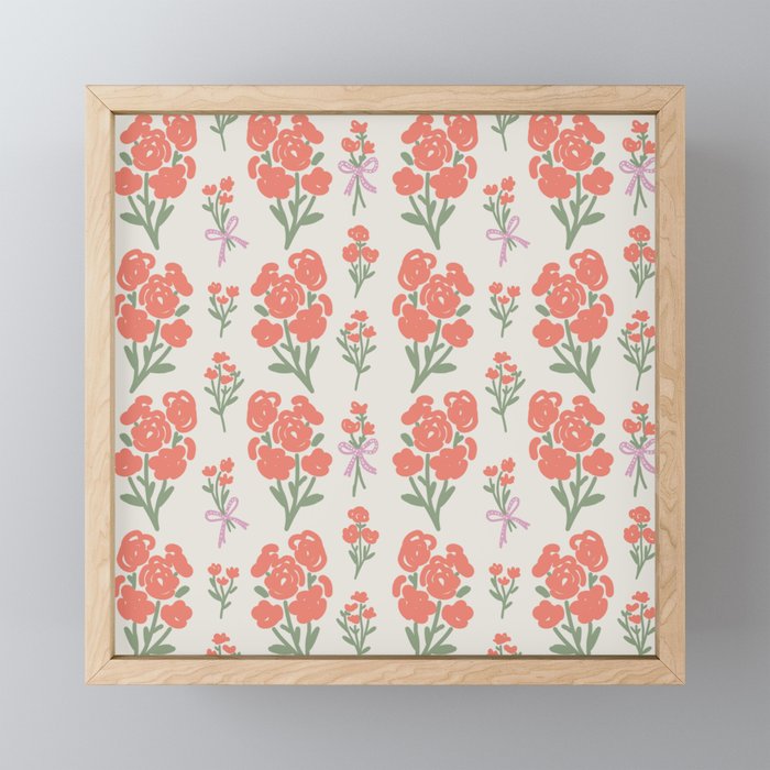 Preppy Grandmillennial Cute Red Flowers Mini Art Print Gallery Image 1