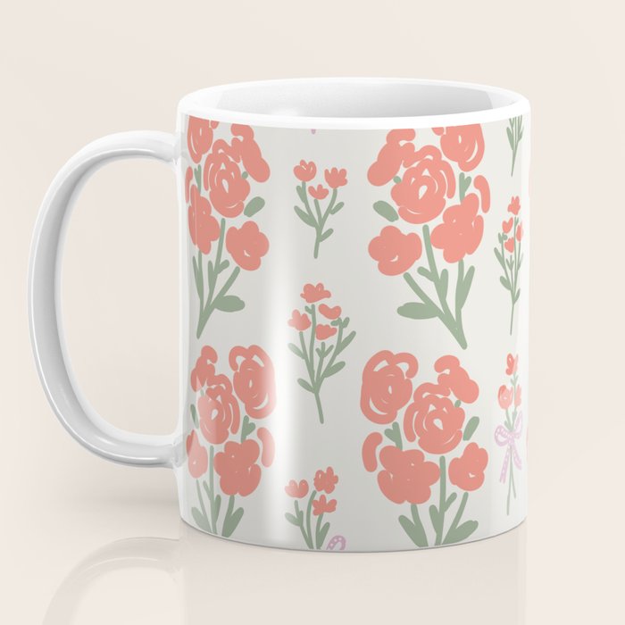 Preppy Grandmillennial Cute Red Flowers Coffee Mug Gallery Image 3