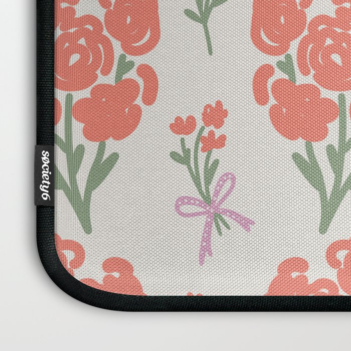 Preppy Grandmillennial Cute Red Flowers Laptop Sleeve Gallery Image 3