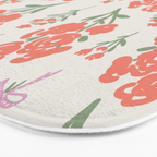 Preppy Grandmillennial Cute Red Flowers Bath Mat Gallery Image 3