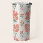Preppy Grandmillennial Cute Red Flowers Travel Mug Gallery Image 2