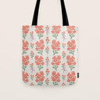 Preppy Grandmillennial Cute Red Flowers Tote Bag Gallery Image 1