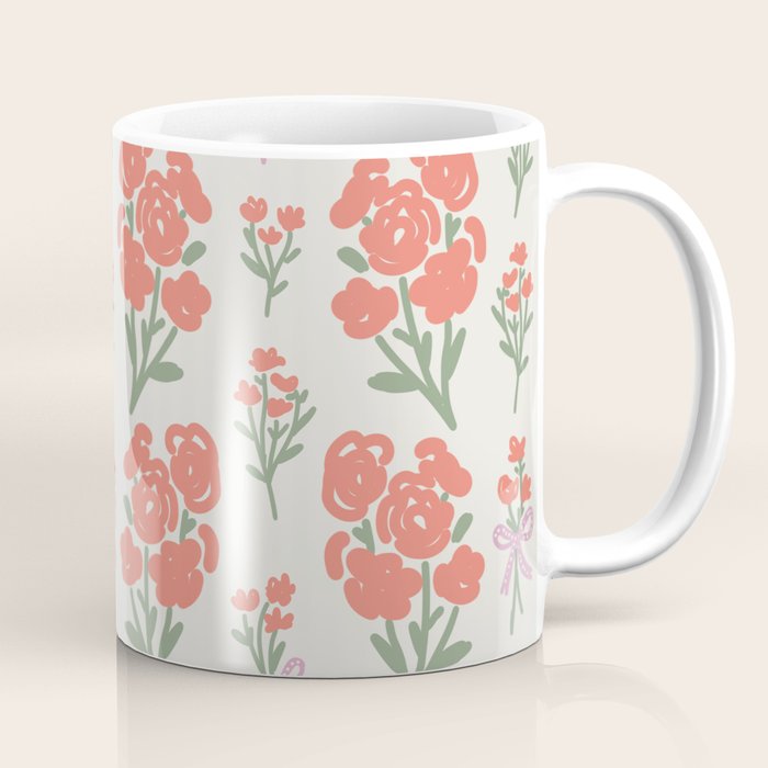 Preppy Grandmillennial Cute Red Flowers Coffee Mug Gallery Image 1