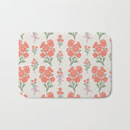 Preppy Grandmillennial Cute Red Flowers Bath Mat Gallery Image 1