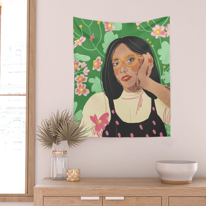 Green portrait Wall Tapestry Gallery Image 2