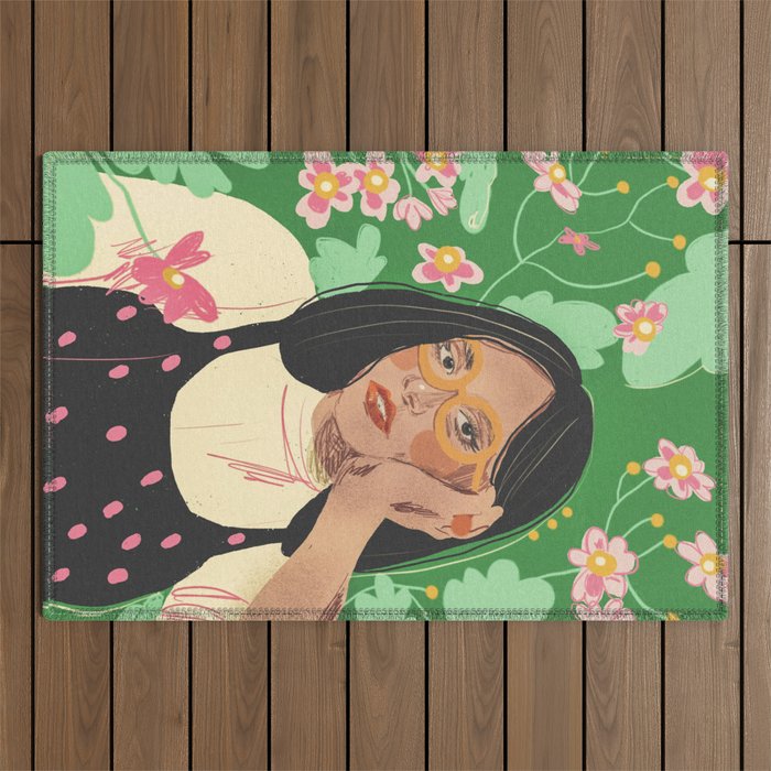 Green portrait Outdoor Rug Gallery Image 1