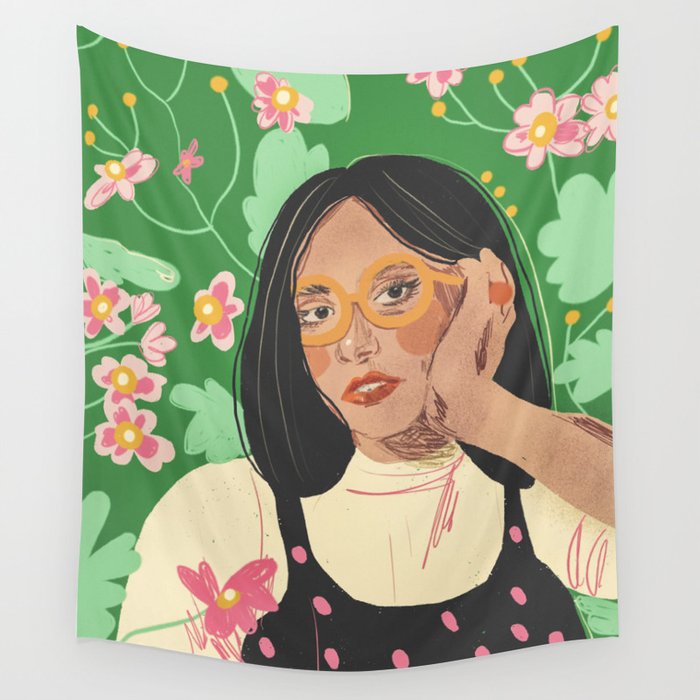 Green portrait Wall Tapestry Gallery Image 1