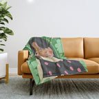 Green portrait Throw Blanket Gallery Image 1