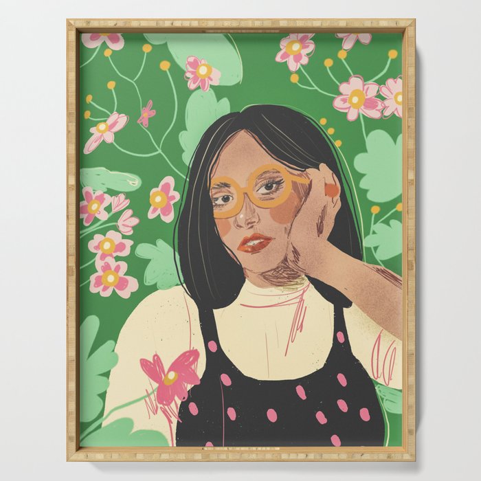Green portrait Serving Tray Gallery Image 1
