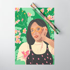 Green portrait Wrapping Paper Gallery Image 1