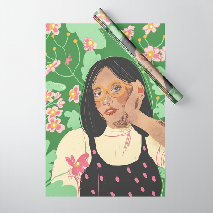 Green portrait Wrapping Paper Gallery Image 1