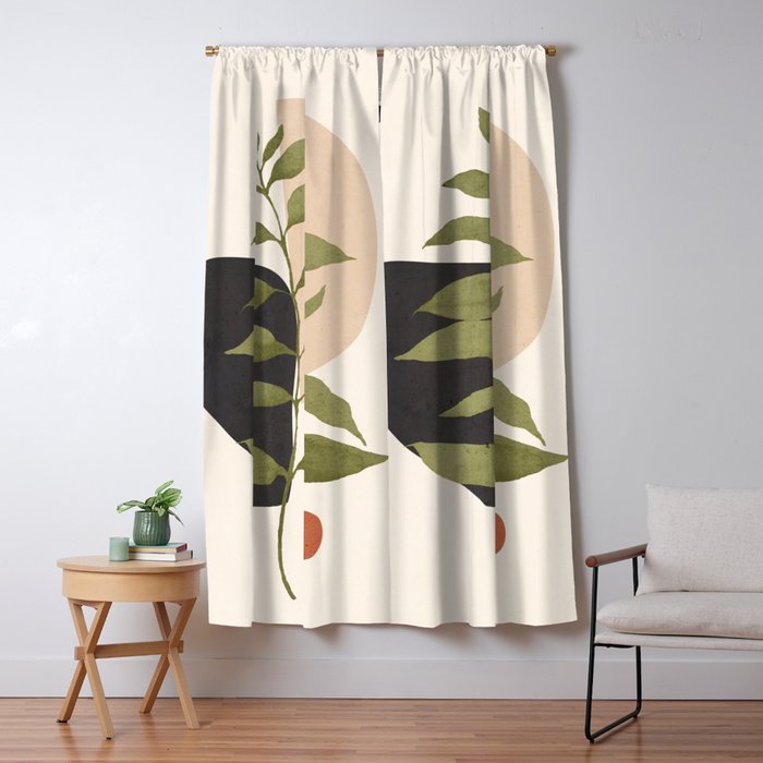 Abstract Art Tropical Leaf 21 Window Curtain Gallery Image 1