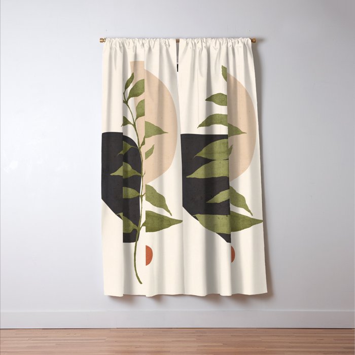 Abstract Art Tropical Leaf 21 Window Curtain Gallery Image 3