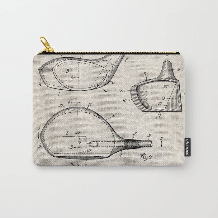 Golf Driver Patent - Golf Art - Antique Carry All Pouch Gallery Image 1