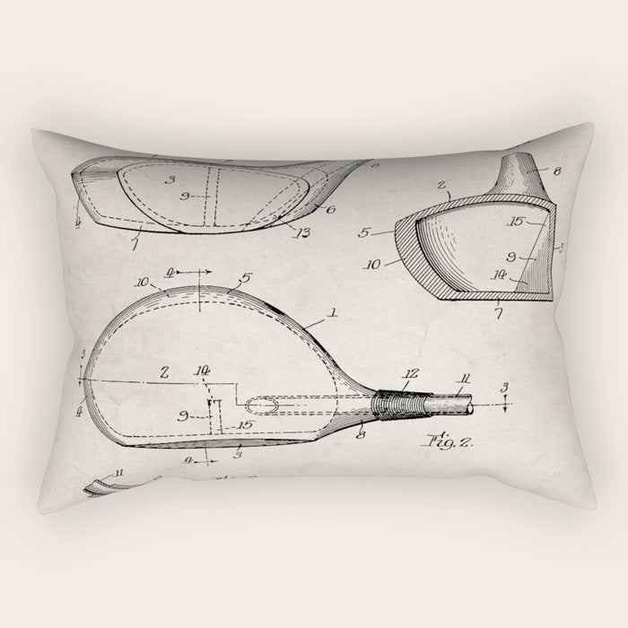 Golf Driver Patent - Golf Art - Antique Rectangular Pillow Gallery Image 1