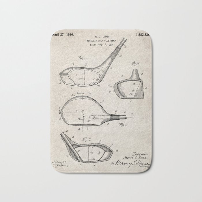 Golf Driver Patent - Golf Art - Antique Bath Mat Gallery Image 1