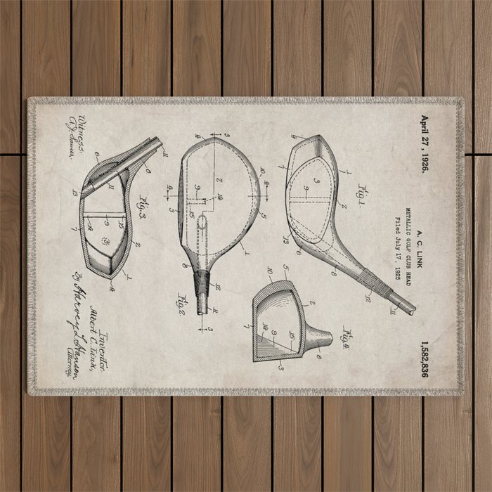 Golf Driver Patent - Golf Art - Antique Outdoor Rug Gallery Image 1
