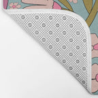Retro Groovy - 70's Blue Floral Pattern Bath Mat Gallery Image 2