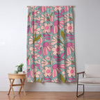 Retro Groovy - 70's Blue Floral Pattern Window Curtain Gallery Image 5