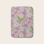 Retro Groovy - 70's Blue Floral Pattern Bath Mat Gallery Image 1