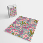 Retro Groovy - 70's Blue Floral Pattern Jigsaw Puzzle Gallery Image 2