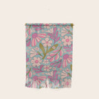 Retro Groovy - 70's Blue Floral Pattern Wall Hanging Gallery Image 1