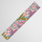 Retro Groovy - 70's Blue Floral Pattern Table Runner Gallery Image 3