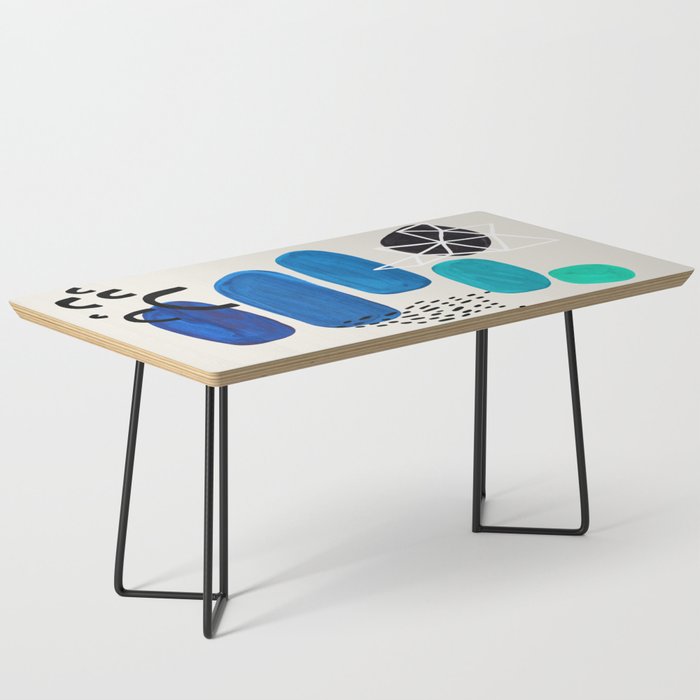 Fun Abstract Minimalist Mid Century Modern Colorful Shapes Marine Green Blue Ombre Watercolor Bubble Coffee Table Gallery Image 1