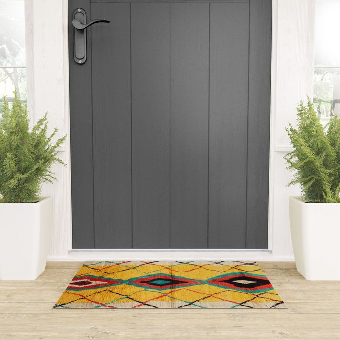 Antique Moroccan Rug Print Welcome Mat Gallery Image 3