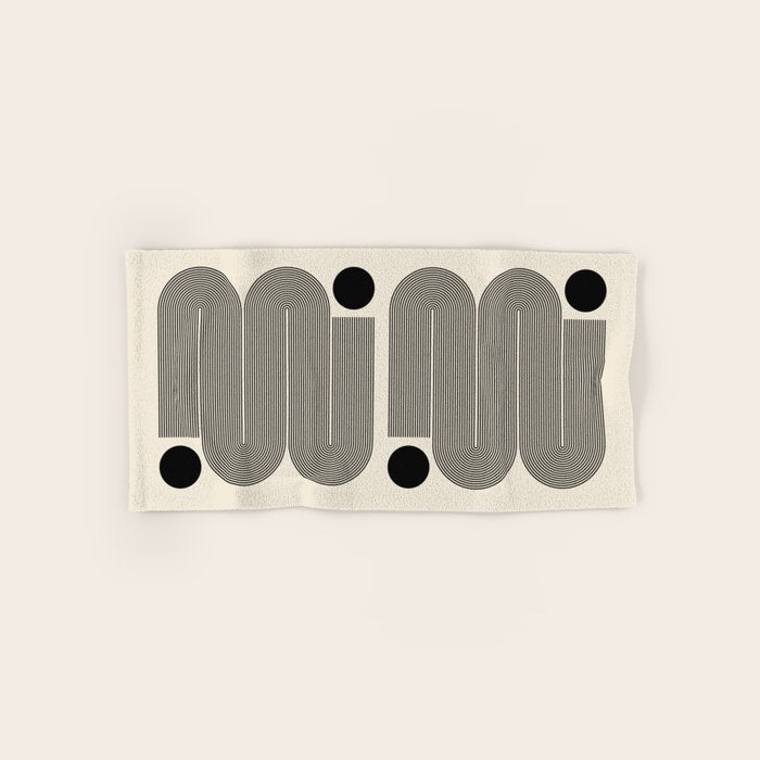 Abstraction_LINE_BLACK_DOT_VISUAL_ART_Minimlism_001A Bath Towel Gallery Image 1