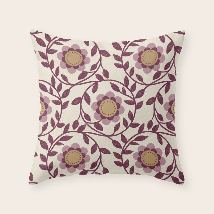 Vintage Floral in Violet Victorian Botanicals Geometric Throw Pillow Gallery Image 6