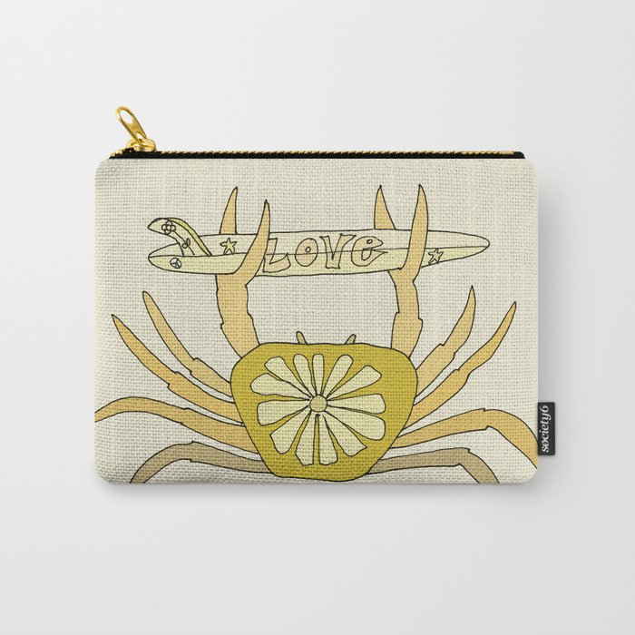 cancer zodiac surfy theme // retro surf art by surfy birdy Carry All Pouch Gallery Image 1
