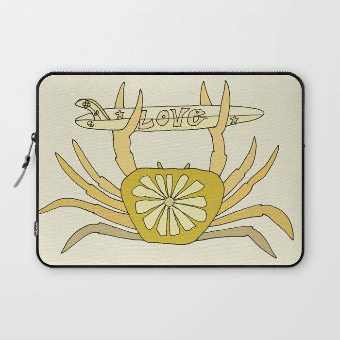 cancer zodiac surfy theme // retro surf art by surfy birdy Laptop Sleeve Gallery Image 1