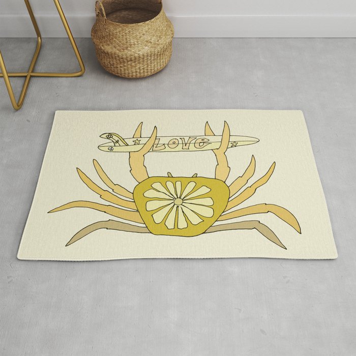 cancer zodiac surfy theme // retro surf art by surfy birdy Rug Gallery Image 1