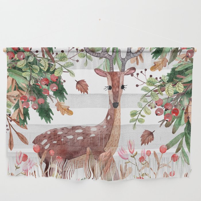 Cute, Watercolor, Deer Painting Wall Hanging Gallery Image 1