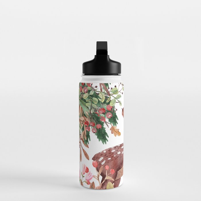Cute, Watercolor, Deer Painting Water Bottle Gallery Image 3