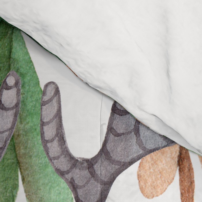 Cute, Watercolor, Deer Painting Comforter Gallery Image 4