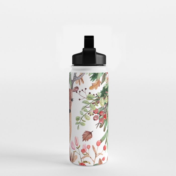 Cute, Watercolor, Deer Painting Water Bottle Gallery Image 2