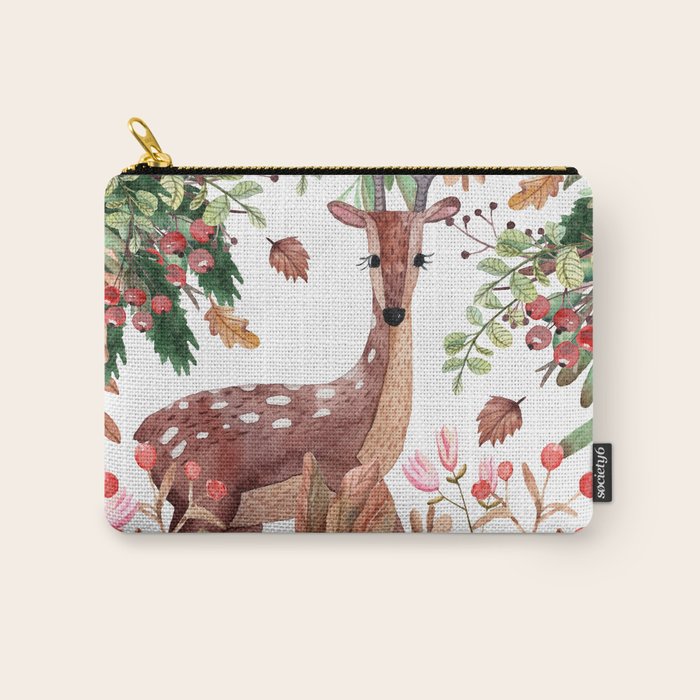 Cute, Watercolor, Deer Painting Carry All Pouch Gallery Image 1